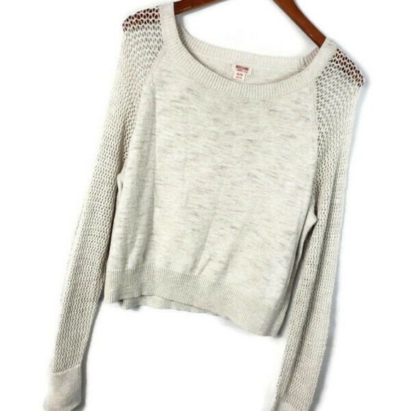 Mossimo Cropped Sweater Lightweight Top Net Sleeve - Picture 2 of 7